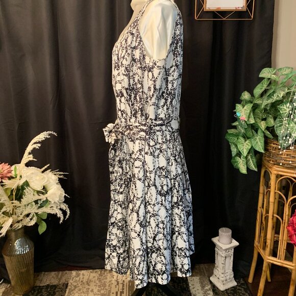 Calvin Klein Black and White Midi Dress - Picture 2 of 9